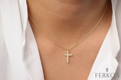 Cross Necklace / 14k Gold Cross Necklace / Cross Charm / Religious Necklace Gift / Simple Cross / Communion Cross / Confirmation Cross Features ●Made to Order. ●Gold KT: 14K ●Recycled Gold ●Custom Gold Color: Rose Gold, Yellow Gold, White Gold ●Cross: 18 x 11 MM ● Ready to Ship in 7-10 Business Days Want to find out more? Check out my shop http://etsy.me/2lUcVnH A vast selection of charm gold necklaces are available here - http://etsy.me/2lUxj86 ❤ ❤ ❤ Share the Love ❤ ❤ ❤ ❤PIN IT on PINTEREST ❤F Simple Yellow Gold Cross Necklace, Everyday 14k Yellow Gold Cross Necklace, Minimalist Yellow Gold Cross Necklace, Minimalist 14k Gold Crucifix Necklace, Elegant Yellow Gold Cross Necklace, Elegant Everyday Yellow Gold Cross Necklace, Everyday 14k Gold Cross Pendant Necklace, Daily 14k Gold Cross Pendant Necklace, Everyday 14k Gold Cross Necklace