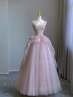 Pink tulle lace long prom dress Fairy Tale Wedding Dress, Fairy Tale Wedding, Gown Wedding, Ball Gown Wedding Dress, Ball Gown, Ball Gowns, Big Day, Fairy Tales, Wedding Dresses