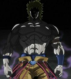 an anime character standing in the dark with his hands on his hips and one hand on his hip