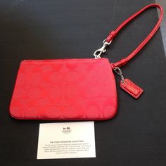 Cute Red Coach Wristlet With Leather Strap - Perfect For The Holidays! New Without Tags, Excellent Condition. Red Wristlet Clutch With Removable Pouch, Red Travel Wristlet With Wrist Strap, Red Clutch Wristlet With Zipper, Red Clutch Wristlet For Daily Use, Red Clutch Wristlet With Zipper Closure, Red Wristlet Clutch For Daily Use, Red Clutch Wristlet For Everyday, Red Zipper Pouch Wristlet For Gift, Red Wristlet With Zipper Pouch As Gift