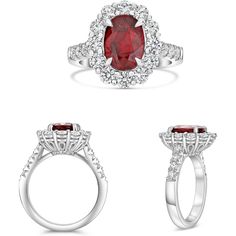 Roman & Jules - Oval Ruby Ring Luxury Oval Ruby Diamond Ring, Oval Ruby Jewelry With Brilliant Cut For Weddings, Elegant Formal Ruby Ring With Halo Design, Luxury Oval Ruby Ring With Halo Design, Luxury Oval Ruby Ring With Prong Setting, Elegant Ruby Ring With Halo Design For Formal Events, Elegant Formal Ruby Halo Ring, Elegant Ruby Rings With Brilliant Cut, Elegant Cushion Cut Ruby Ring For Wedding