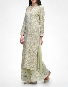 Get regal and festive with this exquisite, heavy all over hand embroidered tunic kurta and Suit Set! When it is time to celebrate, this dress is a must!! All over delicate, exquisite Hand Embroidery called Chikankari Mirrorwork and embroidery on Palazzo and Scarf Dupatta Made to Order, tailored dress Can purchase the whole set or just the Kurta Dress Whole set includes the Kurta, the Palazzo and the Scarf Dupatta Available in may colors Fully customizable Average length of kurta : 47 Length of p Luxury Chikankari Embroidery Maxi Length Dupatta, Embroidered Sharara With Straight Kurta For Reception, Embroidered Sharara For Reception With Straight Kurta, Bollywood Palazzo Set With Straight Kurta And Floral Embroidery, Straight Kurta For Reception And Navratri, Bollywood Style Palazzo Set With Floral Embroidery, Festive Pista Green Palazzo Set With Floral Embroidery, Festivals Long Sleeve Palazzo Set With Floral Embroidery, Long Sleeve Floral Embroidery Palazzo Set For Festivals