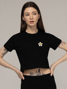 Editor's NotesThis half sleeve t-shirt features cropped length  high-quality embroidery  soft cotton. It can be styled in various ways.- Cropped- Embroidery  point- Soft to touch- Minimized shrinkageMeasurements(in.)One size- Length: 16.93 in.- Shoulder: 14.96 in.- Chest: 17.72 in.- Sleeve: 6.30 in.*Model Info: WOMEN - 5â 6'â  112.4 lbsComposition & Care- 100% Cotton- Hand-wash separately in cold water using a neutral detergent- Dry clean recommendedD Spring Cotton Crop Top T-shirt, Spring Short Sleeve Relaxed Fit Cropped T-shirt, Relaxed Fit Short Sleeve Cropped T-shirt For Spring, Fitted Spring Tops With Embroidered Graphics, Fitted Tops With Embroidered Graphics For Spring, Spring Graphic Tee Cropped Cotton Shirt, Casual Embroidered Fitted Crop Top, Embroidered Fitted Casual Crop Top, Spring Cotton Graphic Cropped Shirt