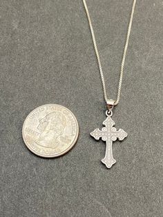 "Sterling Silver Art Deco Cz Cross Necklace. Small Medieval Cross Necklace Metal: All components are made from solid .925 Sterling Silver Stone: Cubic Zirconia Measurement: pendant height is 30mm (1.2\") including bail and 15mm (0.59\") wide Choose Chain Length At Checkout You can find other cross jewelry in my shop here https://www.etsy.com/shop/LinksAndStones?ref=seller-platform-mcnav&section_id=24376960 You can find other Cross and a Angel Jewelry in my Shop here https://www.etsy.com/shop Sterling Silver Necklace With Oxidized Cross Pendant, Sterling Silver Cross Necklace With Intricate Design, Sterling Silver Crucifix Necklace For Jewelry Making, Ornate Engraved Cross Pendant Jewelry, Ornate Sterling Silver Cross Jewelry, Spiritual Crucifix Necklace Stamped 925, Spiritual 925 Stamped Crucifix Necklace, Silver Crucifix Jewelry With Large Pendant, Ornate Silver Cross Pendant Necklace