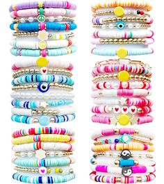 PRICES MAY VARY. 【PREPPY STACKABLE BRACELETS】The package contains 44 Pcs Y2K preppy bracelets. Colorful bracelets are suitable for various occasions. You can choose to wear them alone or stack them, or share them with your family and friends. Each one is unique and attractive. 【BRACELET SIZE】the inner length of SROBENZ stacking bracelets is about 6.2/7 inches, elastic design, suitable for most people’s wrist size so that is convenient for your to wear and take off. Pair it with your summer dress Layering Bracelets, Preppy Bracelets, Beach Bohemian, Birthday Wishes For Myself, Stacking Bracelets, Y2k Preppy, Back To School Essentials, Bracelets Set, Bohemian Beach