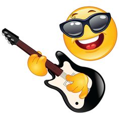 an emoticive smiley face with sunglasses playing the electric guitar stock photo 547982