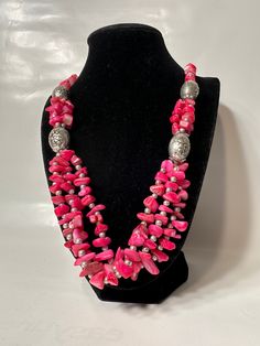 Please see the pictures as they are part of the description and feel free to ask any additional questions. An amazing combination of shapes and beads of pink and silver colors. All items are stored, sold, and shipped from a smoke-free, alcohol-free, and pet-free environment. Colors in images may differ slightly from items in real life due to the calibration of your screen. ** Some handmade items may have imperfections; this does not imply that they are damaged or improperly made; it is simply th Jewelry Drawer, Purple And Silver, Gemstone Beaded Necklace, Handcrafted Necklace, Pink Gemstones, Elegant Necklaces, Beautiful Necklace, Vintage Moroccan, Beads Necklace