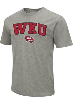 Show off your team pride in this Western Kentucky Hilltoppers Grey Playbook Short Sleeve T Shirt! This WKU Hilltoppers Short Sleeve Tee features a screen print on front chest of team name arched over mascot. Make sure everyone knows you root for the Hilltoppers with this Grey WKU Hilltoppers T Shirt. Go Toppers! Super soft cotton/poly blend, Relaxed fit, Crew neckline, Distressed graphic, Screen print of team graphic on front chest, 52% COTTON / 48% POLYESTER Casual Athletic Heather T-shirt For Game Day, Collegiate Logo Print Tops For College, Varsity Cotton Top With Team Logo, Varsity Cotton Tops With University Logo, Collegiate Tops With University Logo, University Logo Crew Neck Top For Fans, University Logo Crew Neck Top Fan Apparel, University Logo Crew Neck Top, Cotton Varsity Top With University Logo