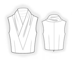 the front and back views of an unisex vest, which is designed to be folded