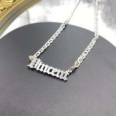 Item: 2023NE0202 Material: Copper Color: Gold Chain Length: 14",16",18",20",22" Process: Gold Plated Recipient: Women, Mom, Wife, Girl Friend, Children Necklace Type: Name Necklace Brand: Silviax Jewelry Metal Name Necklace With Adjustable Chain, Personalized Silver Metal Necklace, Silver Clavicle Chain Nameplate Necklace, Trendy Metal Name Necklace With Adjustable Chain, Metal Nameplate Necklace With Adjustable Chain, Silver Clavicle Chain Necklace With Nameplate, Metal Necklaces With Adjustable Chain And Nameplate, Metal Necklace With Adjustable Chain And Nameplate, Trendy Personalized Silver Jewelry