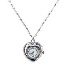 5 Min Away Watch Necklace – Gemini Jewels Antique Necklaces Design Silver, Silver Heart-shaped Watch For Valentine's Day, White Metal Watch For Gift, White Metal Watch As Gift, Journal Equipment, Gemini Jewels, Necklace Clock, Aesthetic Silver Jewelry, Silver Jewelry Aesthetic