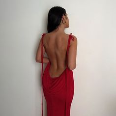 Red Sleeveless Backless Dress, Red Backless Dress With Tie Back, Red Sleeveless Backless Dress With Back Opening, Red Backless Dress With Ruched Back, Backless Ruched Maxi Dress For Gala, Red Low-back Dress For Party, Red Sleeveless Backless Dress With Tie Back, Red Low Back Dress For Party, Red Sleeveless Tie-back Backless Dress