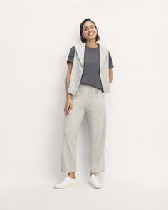 The Off-Duty Barrel Pant Silent Retreat, Barrel Pants, Skin Model, Capri Trousers, Timeless Wardrobe, Trouser Pants Women, Comfort Wear, Soft Summer, Clothing Inspiration