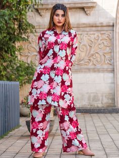 Introducing our stunning "gorgeous maroon floral printed cotton top palazzo co-ord set"! Made from high-quality maroon cotton material, this set features intricate floral printed work that adds a touch of elegance and charm. The set includes a matching color cotton palazzo with the same floral printed work for a coordinated look that is sure to turn heads.
This maroon co-ord top palazzo set is its versatility. Perfect for wearing to festivals, events, or even in an office setting, this set can b Red Floral Print Straight Kurta, Red Floral Print Unstitched Kurta, Red Floral Print Straight Kurta Set, Traditional Floral Print Pant Set For Eid, Red Floral Print Palazzo Set With Straight Kurta, Unstitched Traditional Pant Set With Floral Print, Festive Floral Print Unstitched Pant Set, Floral Print Straight Kurta Pant Set For Eid, Festive Red Floral Print Palazzo Set