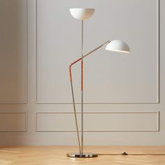 the floor lamp has two lamps on it