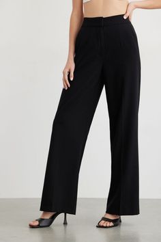 Yasmin Straight Leg Pants Jet Black Lennon Stella, Semi Formal Wear, Straight Leg Pant, Cool Sweaters, Straight Pants, Staple Pieces, Work Pants, Jet Black, Straight Leg Pants