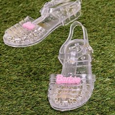 Brand New And Never Used! Trendy Plastic Sandals With Round Toe, Cute Open Toe Jelly Sandals, Trendy White Jelly Sandals With Flat Heel, Trendy Sandals With Translucent Outsole, Trendy Clear Sandals With Round Toe, Trendy Clear Round Toe Sandals, Trendy White Flat Heel Jelly Sandals, White Open Toe Jelly Sandals, White Round Toe Jelly Sandals