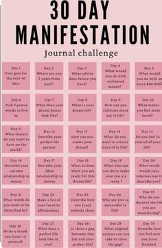 this is a simple printable  1 month (30 days ) manifesting challenge you can do in ur free time . Mindfulness Advent Calendar Tasks Free, Journaling Questions Self Discovery, Journal Inspiration Writing, Journal Templates, Writing Therapy, Journal Writing Prompts, Manifestation Journal