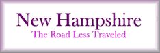 the new hampshire road less traveled sign is shown in purple and white with black lettering