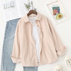 Corduroy Shirts, Patch Work Blouse, Button Outfit, Tops And Blouses, White Shirts Women, Corduroy Shirt, Casual Outerwear, كريستيانو رونالدو, Boyfriend Style