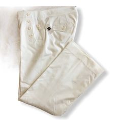 Cream Pants By Gap. New! Authentic Trades Gap Stretch Straight Leg Pants, Gap Wide Leg Pants For Spring, Elegant Gap Straight Leg Bottoms, Chic Gap Straight Leg Pants, Chic Straight Pants By Gap, Elegant Gap Pants For Workwear, Fitted Pants With Button Closure For Spring, Classic Fitted Gap Bottoms, Gap Cotton Wide Leg Bottoms