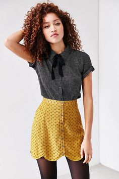 Cooperative Scalloped Button-Front Mini Skirt Mini Skirt Outfit, Couture Mode, A Line Mini Skirt, Skirt Outfit, Looks Style