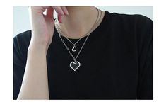 Material: Titanium steelQuantity: TwoShort-chainNecklace length: 38cm ( 15 inches )Extension chain: 6cm ( 2.4 inches ) Two Necklaces, Love Pendant, Metal Fashion, Women's Jewelry Sets, Necklace Chain Lengths, Earrings Women, Rings Necklaces, Chains Necklace, Jewelry Set