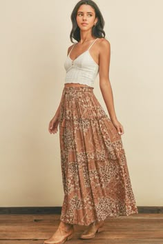 MAXI SKIRT TIE DRAWSTRING WAIST TIERED Boho Long Skirt Outfit, Bohemian Skirt Outfit, Boho Maxi Skirt Outfit, Boho Skirts Long, Printed Maxi Skirt Outfit, Boho Skirt Outfit, Long Summer Skirts, Tiered Skirt Outfit, Flowy Skirt Outfit