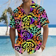 Herren Hemd Hawaiihemd Sommerhemd Grafik-Drucke Musik Gitarre Rock'n'Roll Umlegekragen Aprikose Gelb Blau Grün Regenbogen Outdoor Strasse Kurze Ärmel Bedruckt Bekleidung Modisch Strassenmode Designer 2024 - $22.99 Multicolor Random Print Summer Tops, Casual Summer Tops With Random Print, Casual Tops With Random Print For Summer, Summer Cotton Shirt For Concerts, Retro Summer Tops For Concerts, Short Sleeve Shirt For Spring Concert, Spring Concert Short Sleeve Shirt, Summer Casual Hawaiian Shirt, Retro Shirt For Summer Concerts