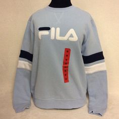 New Women's Fila Natalie Sweatshirt New With Tags Color: Baby Blue/Navy/White Size:Medium Shop Secondchancepg.Com For An Additional 10% Off. Use Discount Code Pm10 Blue Cotton T-shirt With Ribbed Cuffs, Blue Logo Print Sweatshirt For Spring, Blue Logo Print Sweater For Fall, Fall Blue Sweater With Logo Print, Blue Crew Neck Sweater With Logo Print, Blue Crew Sweatshirt With Logo Print, Blue Sporty Sweater With Logo Print, Blue Crew Neck Sweatshirt With Logo Print, Blue Crew Neck Sweatshirt With Logo