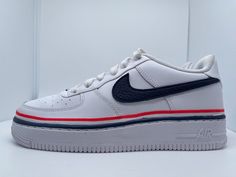 NIKE AIR FORCE 1 (GS) LV8 WHITE CONCORD SZ 5Y WMNS SZ 6.5 B-Grade CW0984-100 NEW in box no lid. White Nike Air Force 1 For Streetwear, Nike Air Force 1 With Boost Midsole In White, Nike Air Force 1 White With Boost Midsole, White Sporty Nike Air Force 1 Lace-up, Sporty White Lace-up Nike Air Force 1, Nike Air Force 1 With Air Cushioning, White Low-top Nike Air Max Casual Shoes, Casual White Low-top Nike Air Max, Nike Air Force 1 Sports Shoes With Air Cushioning