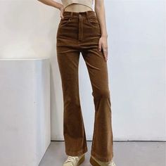 Vintage Corduroy, Pants Brown, Brown Pants, Flare Trousers, Fall Clothes, Womens Size Chart, Tank Top Cami, Retro Stil, Christmas Sale