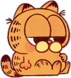 an orange cat with sunglasses on its face and eyes are looking to the side, while sitting