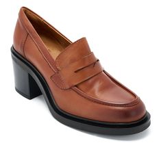 Crafted from soft European leather, these classic leather heeled loafers pair a sleek silhouette with a cushioned footbed to keep you comfortable all day. From Miz Mooz. Modern Loafers With Padded Heel And Round Toe, Elegant Brown High Heel Platform Loafers, Casual Court Shoes With Leather Sole For Work, Elegant Platform Loafers For Workwear, Spring Office Loafers With Padded Heel, Chic Office Loafers With Padded Heel, Spring Leather Loafers With Padded Heel, Chic Platform Loafers With Rubber Sole For Business, Elegant Platform Loafers With Block Heel And Leather Sole