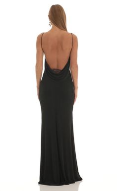 Prom Dress Open Back Long, Black Backless Silk Dress, Scoop Back Prom Dress, Black Backless Prom Dresses, Open Back Black Dress Long, Back Less Prom Dress, Backless Dress Vintage, Long Black Fitted Dress Outfit, Long Dress With Open Back