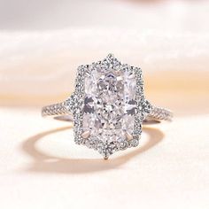 Gorgeous Halo Radiant Cut Simulated Diamond Engagement Ring - Black Diamonds New York Radiant Cut Diamond Engagement Rings, Halo Wedding Set, Couples Ring, Radiant Cut Engagement Rings, Halo 3, Emerald Cut Rings, Diamond Collection, Cvd Diamond, Radiant Cut Diamond