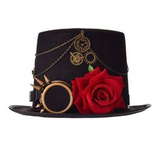 PRICES MAY VARY. Material: thick felt Head circumference 58cm-60cm Steampunk top hat, gears, feather, red rose accessories The goggle is removable and can be wear, strap adjustable Steampunk hats for men women black, top hats for women, gothic top hat, steampunk hat with goggles Perfect for gothic steampunk, victorian accessory, renaissance costume, Masquerade Costume Party, Mardi Gras Carnival Hat With Goggles, Steampunk Hats, Top Hats For Women, Halloween Costume Hats, Punk Halloween, Costume Masquerade, Party Veil, Rose Accessories, Steampunk Top