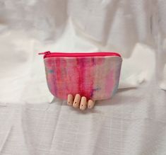 Beautiful multi-colored pouch with pink, teal, and purple. Pink Zipper Pouch Pencil Case, Pink Pencil Case With Removable Pouch, Pink Zipper Pouch Cosmetic Bag, Handmade Pink Pencil Case Pouch, Pink Coin Purse With Removable Pouch, Pink Zipper Pouch Coin Purse, Pink Pouch For Everyday Use, Pink Zipper Pouch For Everyday Use, Handmade Pink Pouch Coin Purse