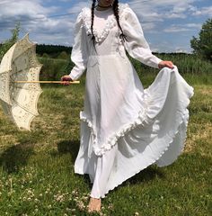 Beautiful vintage white maxi weeding dress with ruffles and long puffy sleeves, Edwardian dress, Victorian dress perfect condition. Measurements taken while lying flat: Length: 132cm Waist: 40cm Bust: 46cm Sleeve length: 56cm Victorian White Dress, Long Puffy Sleeves, White Vintage Dress, Edwardian Dress, Dress With Ruffles, Long White Dress, Character Aesthetics, White Maxi, Puffy Sleeves