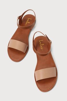 Flat Sandals - Tan Sandals - Brown Sandals - Cute Sandals - Lulus Beige Flat Sandals, Cute Sandals For Spring, Women’s Sandals, Teen Sandals, Bridesmaid Shoes Flat, Brown Flat Sandals, Cute Summer Sandals, Classy Sandals