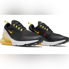 Unisex Air Max 270 Anthracite/Yellow Strike/Summit White/Pollen. Brand New Never Worn Women Size 10.5 / Men Size 9 First Three Stock Photos To Assist With Visual Dynamic Yellow Sneakers With Boost Midsole, Yellow Sneakers With Air Cushioning For Jogging, Yellow Air Cushioned Sneakers For Jogging, Yellow Dynamic Sneakers With Round Toe, Dynamic Yellow Sneakers For Jogging, Yellow Trail Running Shoes With Air Cushioning, Yellow Lace-up Trail Running Shoes With Air Cushioning, Nike Yellow Running Shoes With Air Cushioning, Yellow Functional Sneakers With Boost Midsole