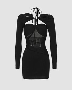 Amorous Allure Halter Dress – Baly Shop Fitted Sheer Bodycon Dress For Fall, Spring Long Sleeve Mesh Dresses, Sheer Bodycon Dress For Fall, Stretch Mesh Dress With Long Mesh Sleeves, Stretch Mesh Dress With Long Sleeves, Stretch Dress With Mesh Long Sleeves, Long Sleeve Mesh Dress With Stretch, Long Sleeve Stretch Dress With Mesh Sleeves, Stretch Long Sleeve Dress With Mesh Sleeves