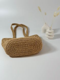 Summer Beige Crochet Bag Made Of Yarn, Braided Rattan Crochet Rectangular Bag, Braided Rattan Crochet Bag Rectangular, Brown Braided Crochet Bag For Beach Season, Everyday Braided Rattan Straw Bag, Braided Rattan Straw Bag For Everyday Use, Brown Braided Crochet Beach Bag, Casual Rectangular Braided Crochet Bag, Brown Braided Crochet Bag For Beach