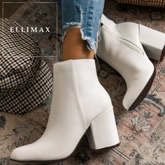 Take These Perfectly Polished Babes From Work To Weekend Without A Hitch! These Ultra-Chic Ankle Booties Are Shaped From Soft Faux Leather And Feature An Almond Shape Toe Upper And An Ankle-High Shaft Atop A Sturdy Block Heel, Lightly Padded Insole, Side Zipper Closure For Easy On/Off. Condition: Brand New Color: White Heel Height: 3.75" (Approximately) Fit: True To Size Us (M) Short White Boots, Dream Castle, White Booties, Almond Shape, Chunky Block Heels, White Heels, White Boots, Cute Simple Outfits, Simple Outfits