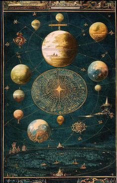 the solar system is shown in this painting