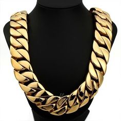 31mm Gold Chain Necklace for Men's 316L Stainless Steel Curb Cuban Link HEAVY | eBay Gold Chains Men, Gold Chain Jewelry For Men, Certina Watches, Chains Men, Mens Gold Chain Necklace, Gold Chain Men, Mens Chain, Miami Cuban Link Chain, Cheap Necklaces