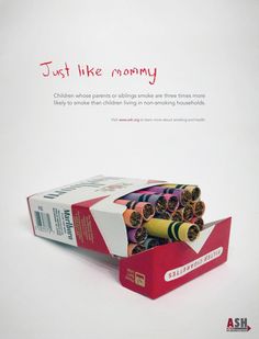 Anti-Smoking Print Ad: "Just Like Mommy" on Behance Social Campaign, Awareness Poster, 광고 디자인, Creative Advertising Design, Awareness Campaign, Best Ads, Print Advertising