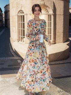 Lasaky - Womens Floral Chiffon Long-Sleeve Maxi Dress Long Sleeve Chiffon Maxi Dress, Long Sleeve Floral Maxi Dress, Chiffon Long Sleeve, Floral Chiffon, Types Of Skirts, Floral Maxi, Olivia Mark, Floral Maxi Dress, A Line Skirt