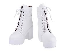 Department Name:Adult Item Type:Boots Pattern Type:Solid Boot Type:Motorcycle boots Season:Winter Model Number:5445454665 is_handmade:Yes Lining Material:Cotton Fabric Heel Height:High (5cm-8cm) Toe Shape:Round Toe Upper&Shaft Material:PU Closure Type:Lace-Up Boot Height:Mid-Calf Heel Type:Square heel Fashion Element:Rivet Platform Height:3-5cm Insole Material:Rubber With Platforms:Yes Outsole Material:Rubber Casual White Platform Boots For Winter, Casual White Winter Platform Boots, White Round Toe Platform Boots For Winter, White Platform Lace-up Boots For Winter, Winter High-top Combat Boots With Reinforced Heel, High-top Combat Boots With Reinforced Heel For Winter, White Martin Boots With Platform For Winter, Casual High-top Heeled Boots For Winter, Winter Wedge Boots With Reinforced Heel And Round Toe