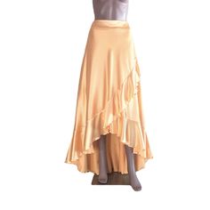 "It is made from soft and good quality Silk fabric. This is made to order in your measurements. Skirt length: 29\" x 42\".It can be made longer or shorter. It is made with a zipper. You can choose other colors from the color chart. When you order please give me your measurements: 1: The length of the skirt from the top of the waistline to the bottom hem. 2: Waist ( where you want the waistline to be). 3: Hips ( around the fullest part) 4: And your color choice. *When you order will have a place Bridesmaid Skirt, Peach Bridesmaid, Maxi Rock, Bridesmaid Skirts, Skirt Silk, Silk Maxi Skirt, Chiffon Shawl, Evening Skirts, Yellow Bridesmaids